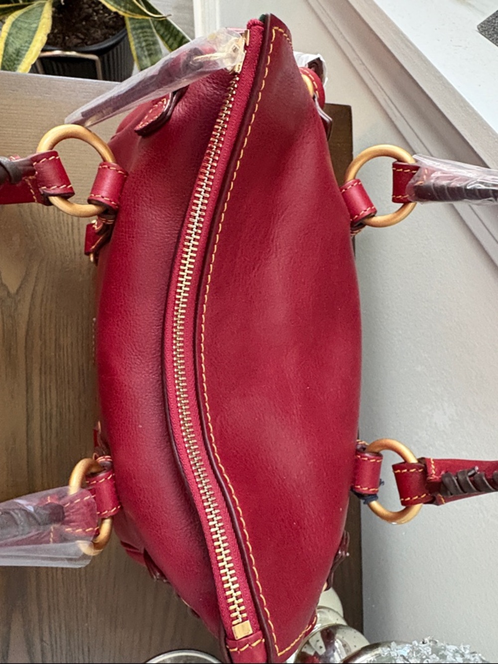 Dooney & Bourke Florentine Leather Satchel REGULAR Bordeaux - Picture 6 of 6